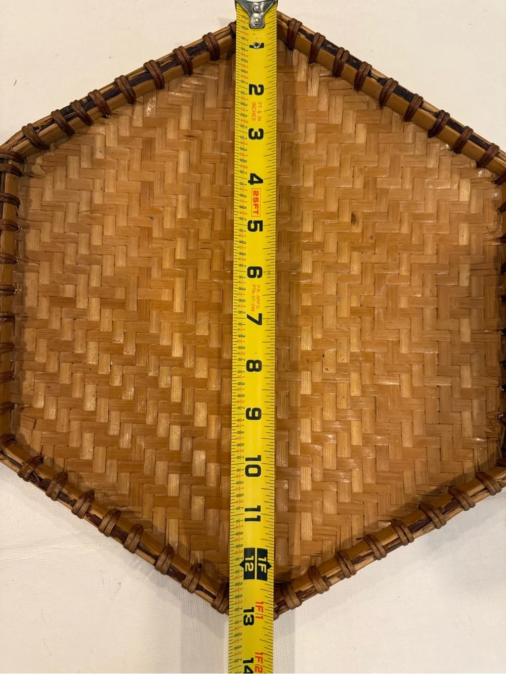 Handwoven Hexagon Bamboo Tray - Natural Brown vintage rattan tray